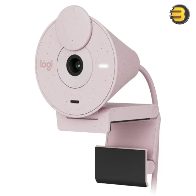 Logitech Brio 300 1080p USB-C Webcam with Privacy Shutter - Rose - Tashqila Logitech Brio 300 1080p USB-C Webcam with Privacy Shutter - Rose - Tashqila